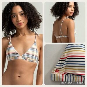 Billabong Gimme Sun Tall Triangle Bikini Top - multi stripes, Size Medium